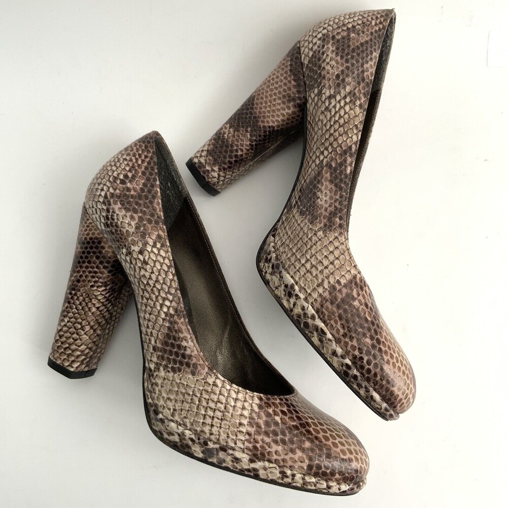 Stuart Weitzman Snake Print Pumps Block Heel Narr… - image 6